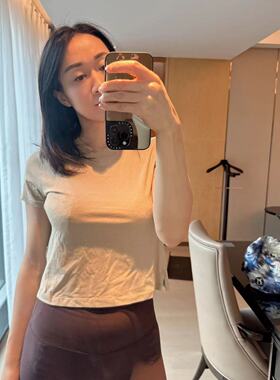 lululemon classic-fit cotton-blend tee 短款棉质短袖 宽松圆领