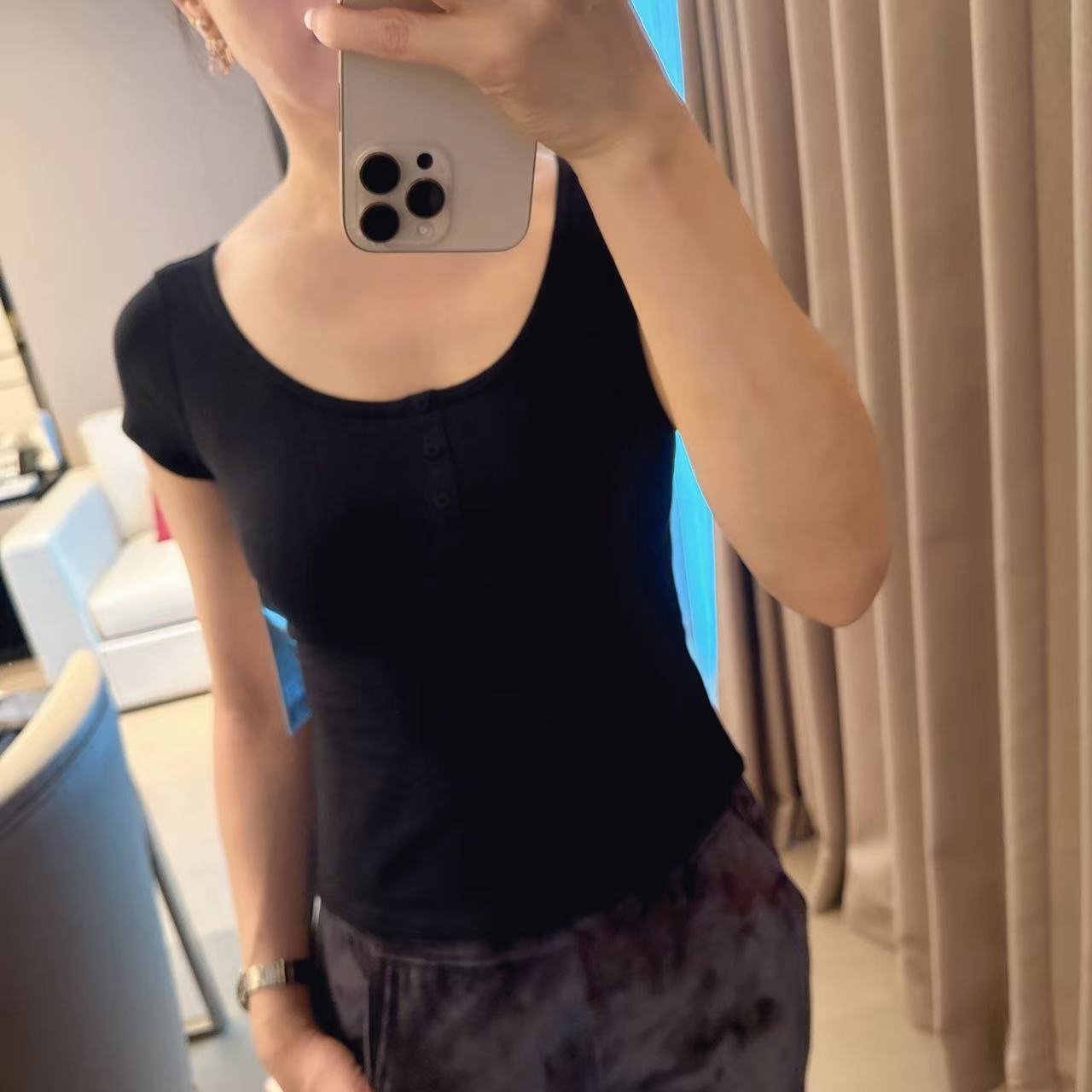 lululemon cap-sleeve 女士短袖亨利衫T恤