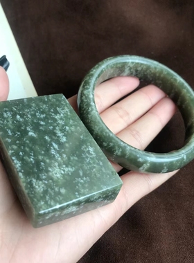 雪花棉手镯新疆和田玉籽料送边角