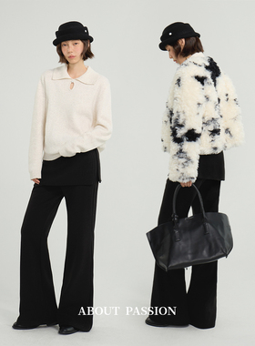 About Passion · 时尚通勤屁帘喇叭裤冬季新款设计感加绒直筒裤