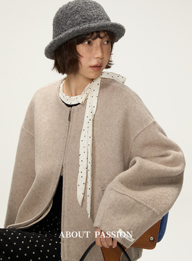 About Passion · 韩系高级感羊毛呢外套冬季短款拉链呢子大衣