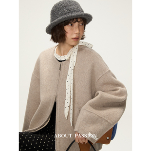 短款 About 韩系高级感羊毛呢外套冬季 拉链呢子大衣 Passion