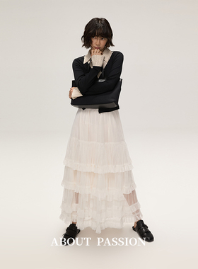 About Passion · 法式复古蕾丝蛋糕裙早秋显瘦蓬蓬a字半身裙