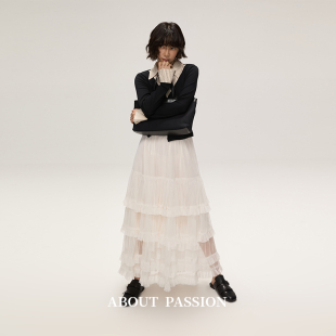 法式 复古蕾丝蛋糕裙早秋显瘦蓬蓬a字半身裙 Passion About