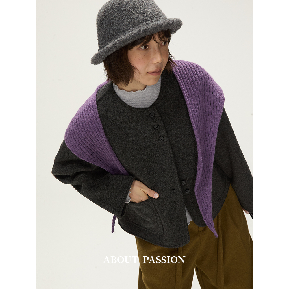 法式复古羊毛外套短款呢子大衣