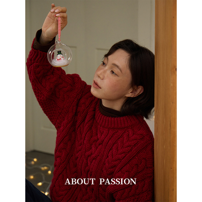 About Passion · 冬季高级感麻花粗针套头毛衣