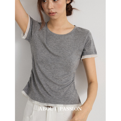 About Passion · 春季褶皱收腰设计感短袖