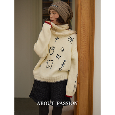 About Passion · 韩系卡通提花圆领毛衣