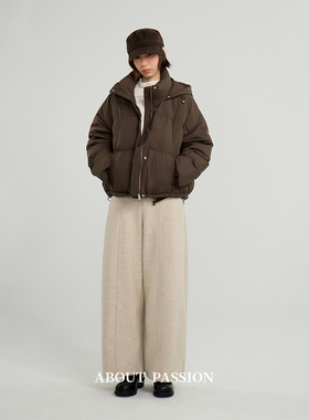 About Passion · 高级感高腰毛呢阔腿休闲裤