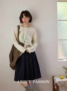 About Passion · 文艺简约纯色百褶半身裙