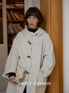 About Passion · 连帽棉绳扣双面羊绒大衣