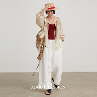 复古设计感花边休闲裤 女 Passion About