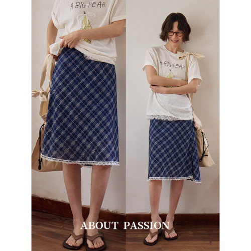 About Passion · 格纹碎花蝴蝶结半身裙女2026新款夏显瘦a字短裙