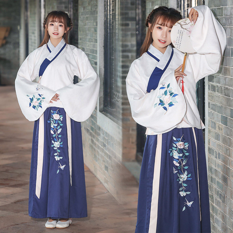 新款古装改良汉服女中国风正品日常刺绣明制袄裙汉服女冬加厚套装