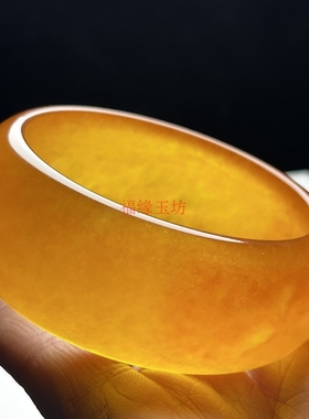 精品缅甸翡翠黄翡超宽轮胎手镯玉石镯子冰种黄色加宽镯女款玉镯