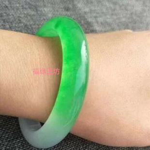新品天然冰种阳绿手镯翡翠色半壁江山玉女款时尚镯子玉手镯