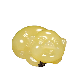 玉石玉黄玉猪手把件招财玉猪手把件生肖猪护身符玉饰