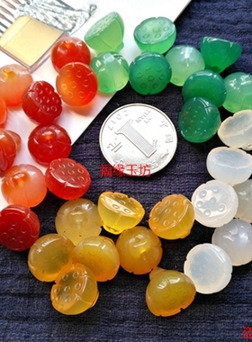 东陵玉红玛瑙白玉石雕刻小莲蓬diy手串项链钥匙扣车挂饰品配件