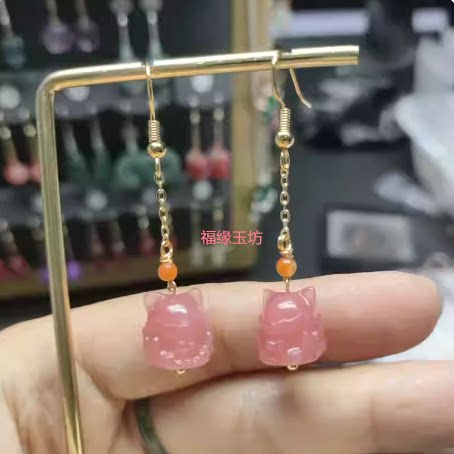 天然盐源耳环小狐狸耳坠南红玛瑙搭配s925银耳钩女原创diy百搭