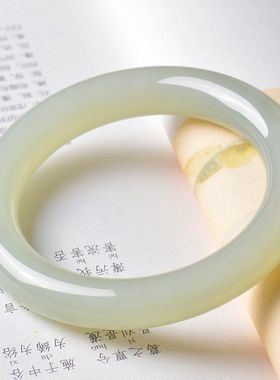 新疆和田玉质感晴水手镯白玉镯子少女叮当镯细圆条外蒙料手镯手环