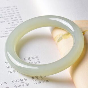 新疆和田玉质感晴水手镯白玉镯子少女叮当镯细圆条外蒙料手镯手环