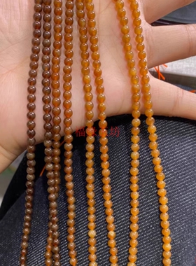 精品和田玉糖料挂绳4mm小米珠圆珠项链手链男女同款玉石颈饰一条