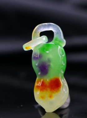 天然春彩翡翠花生长寿果玉石
