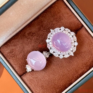 新款紫玉髓戒指女新中式紫罗兰原色高冰大鸽子蛋面轻奢高级感送礼