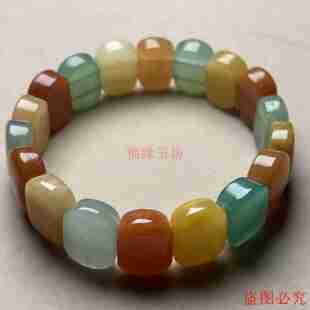 天然金丝玉多彩手排玉石手串手牌绿色东陵玉多宝手环男女款 手链