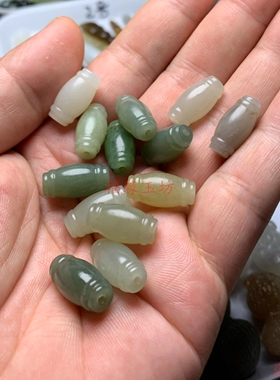 新款和田玉碧玉黄玉白玉烟紫绿色桶珠灯笼珠子腰珠配饰吊坠挂件