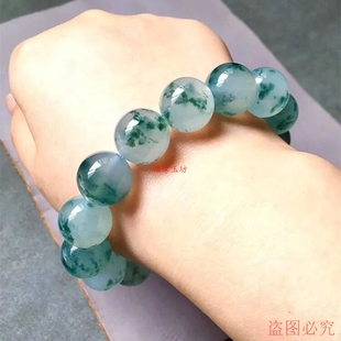 缅甸翡翠玉石手串冰飘花男款 手串 手链冰种玉石三彩福绿寿女款