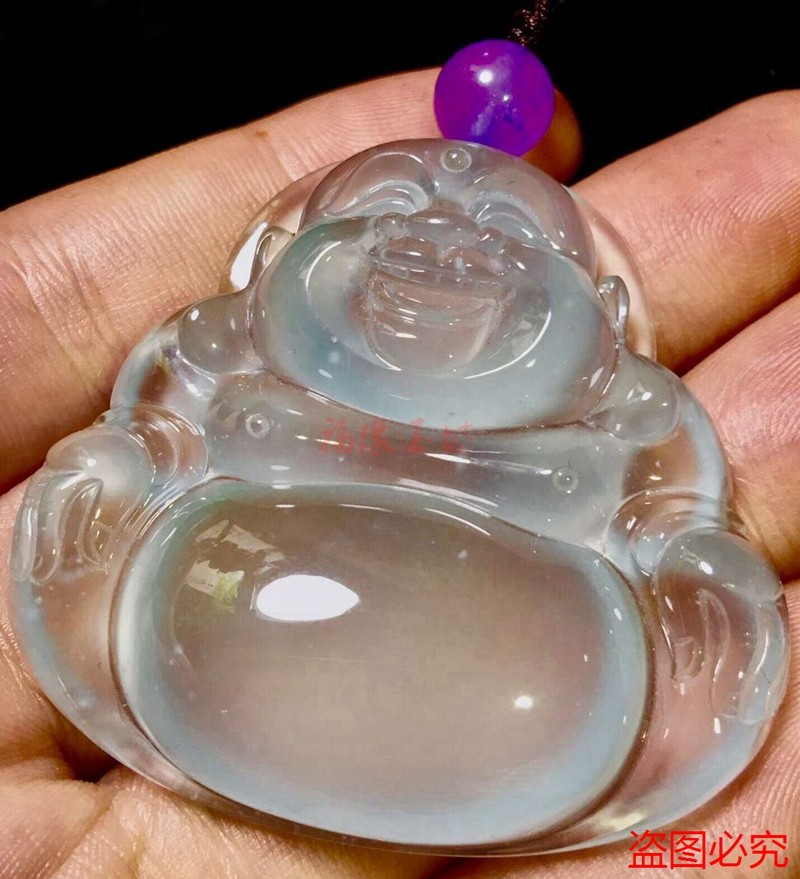 精品缅甸冰种翡翠玉佛吊坠女士款包邮大肚笑佛弥勒佛公挂件