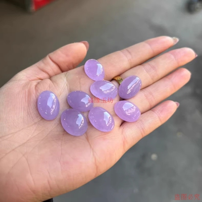 精品翡翠冰种紫罗兰蛋面水润通透精致立体饱满完美无裂13x18mm
