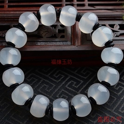 新疆和田玉冰种白玉玛瑙水晶手链