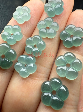 精品蓝水翡翠色五瓣花国风款