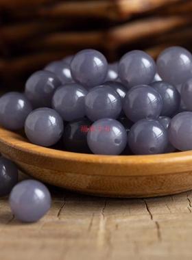 精品外蒙玉烟紫色散珠6-12mm帝王紫玉石diy手串项链耳环配珠配饰