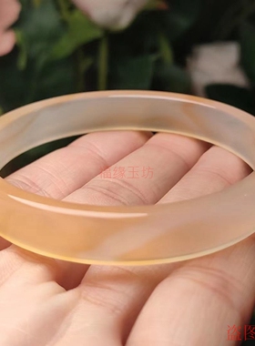 高冰白玉髓公主镯女款马料玛瑙方形手镯小清新方条玉镯子