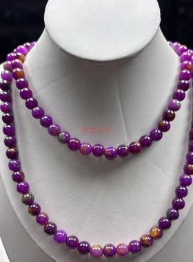 精品紫舒俱来项链6-12mm 108颗圆珠链老矿皇家樱花紫苏纪石颈饰