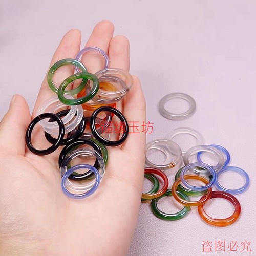 高冰正品玛瑙玉髓指环尾戒指