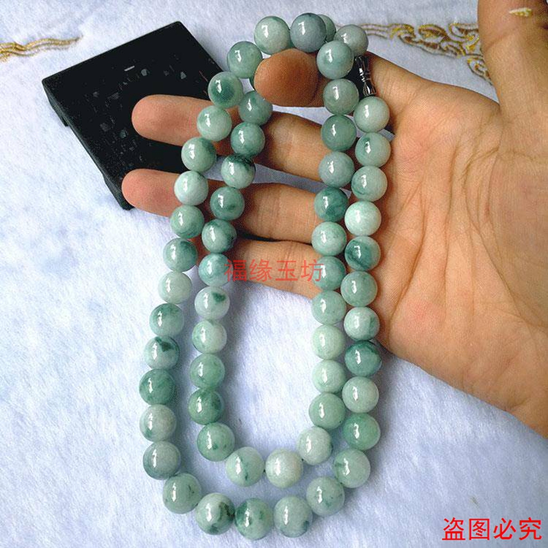 项链缅甸天然飘花男女款玉圆珠