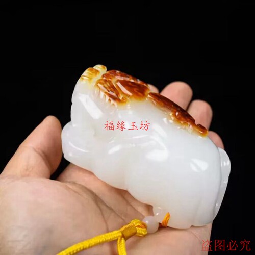 天然和田玉白玉貔貅手把件男士