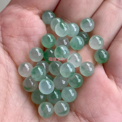 翡翠a级飘花散珠diy配件玉飘兰花玉珠男女款手链项链珠