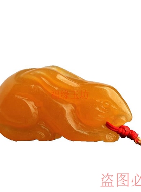 天然黄龙玉兔子吊坠挂坠项链挂件