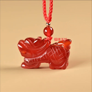 红玛瑙立体雕刻十二生肖男女玉髓钥匙扣挂件项链