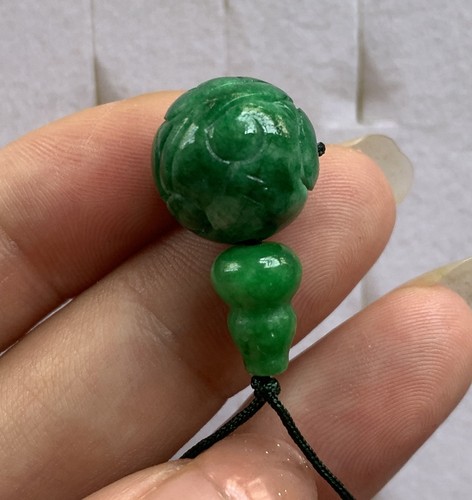 翡翠缕空团寿龙纹雕花珠三通佛头