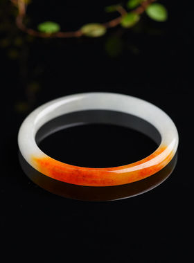 天然正品玉镯子女款黄色半白半黄