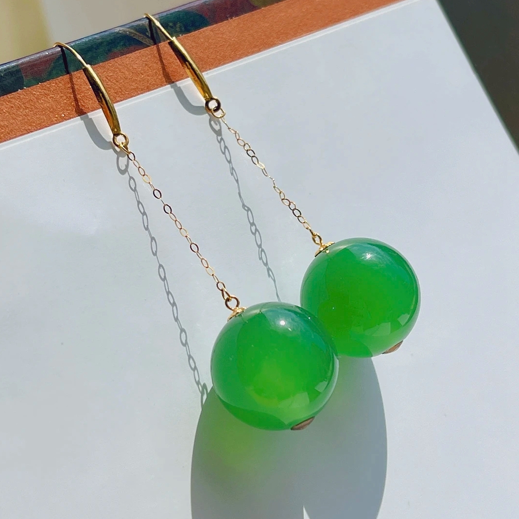 高品质天然玉髓18k金长款