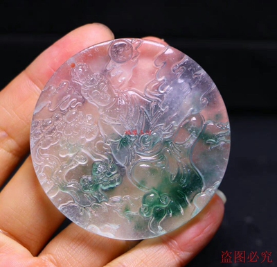 翡翠高冰种多款式挂件山水龙牌观音佛吊坠玉石