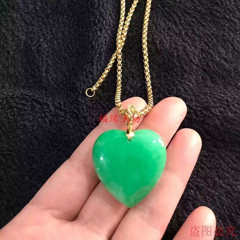 翡翠缅甸a级辣绿大桃心吊坠挂件玉牌配件饰品项链,珠宝/钻石/翡翠,颈饰,淘宝优惠券,粉丝福利购,淘宝优惠卷