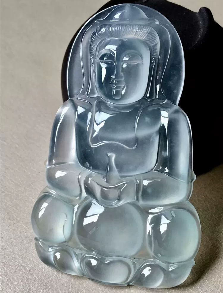 翡翠玉佛冰种如意情侣观音吊坠